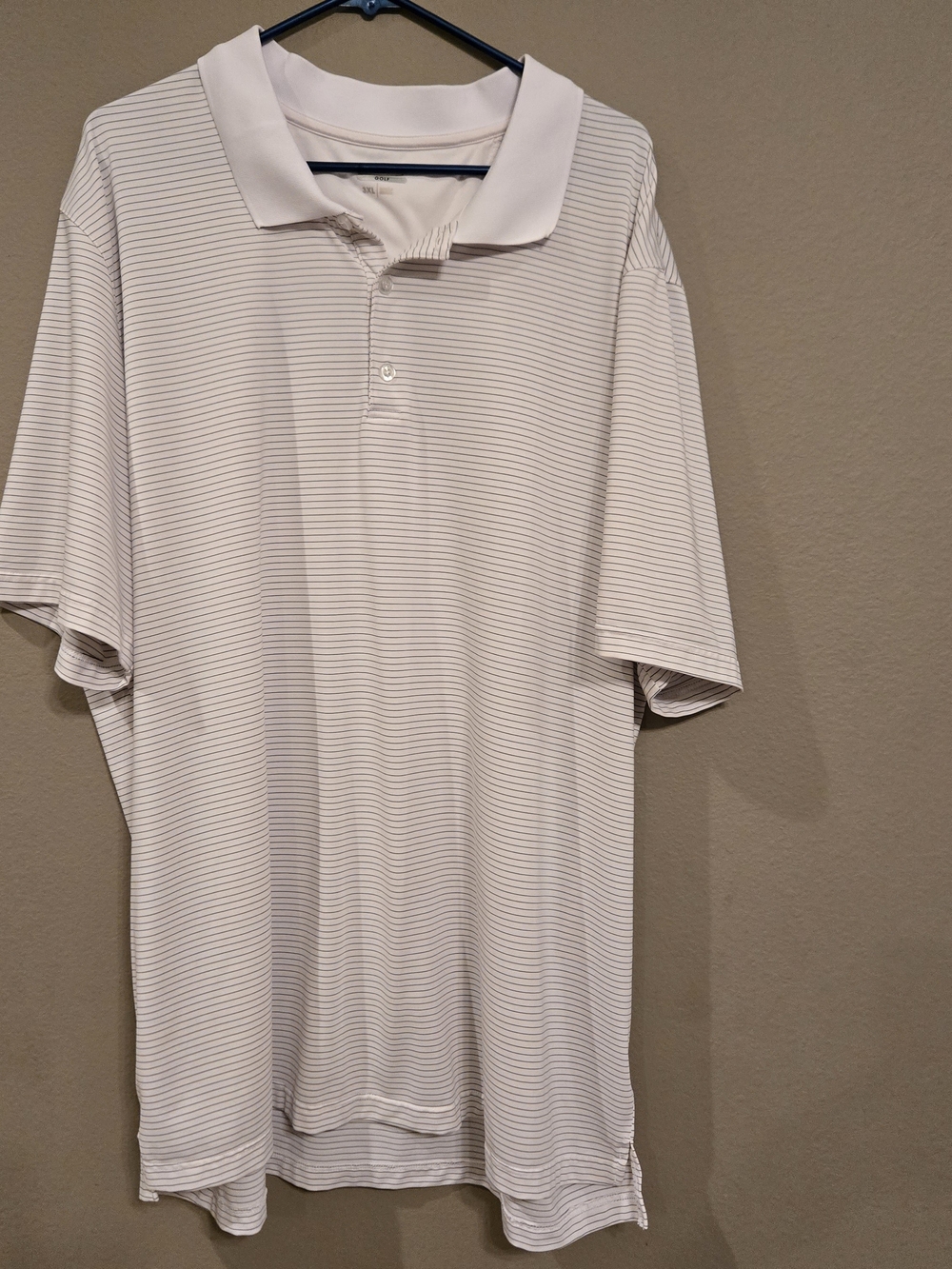 Men's White Thin-Striped Polo Shirt 3XL